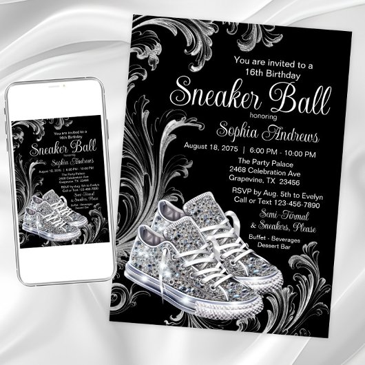 Invitation Fête d'anniversaire Diamond Sneaker Ball