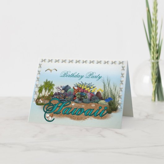 Invitation Fête d'anniversaire d'île d'Hawaï (Devant)