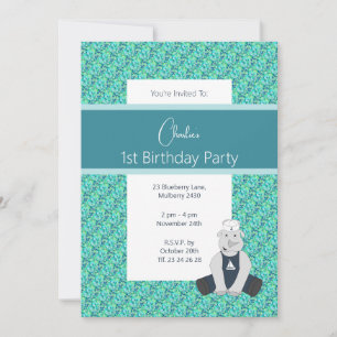 Invitation Fête d'anniversaire d'illusima Turquoise Marin Rhi