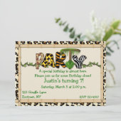 Invitation Fête d'anniversaire d'impression de jungle (Debout devant)