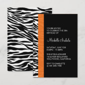 Invitation fête d'anniversaire d'impression de zèbre (Devant / Derrière)