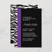Invitation fête d'anniversaire d'impression zébrée (Devant / Derrière)