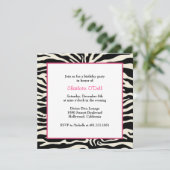 Invitation fête d'anniversaire d'impression zébrée (Debout devant)