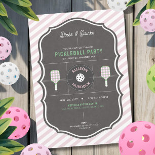 Invitation Fête d'anniversaire Dinks et Boissons Rose Parti d