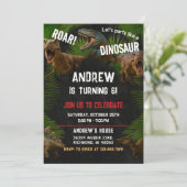 Invitation Fête d'anniversaire Dino Boy Dinosaur personnalisé (Debout devant)