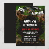 Invitation Fête d'anniversaire Dino Boy Dinosaur personnalisé (Devant / Derrière)