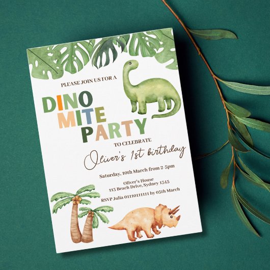 Invitation Fête d'anniversaire Dino-mite