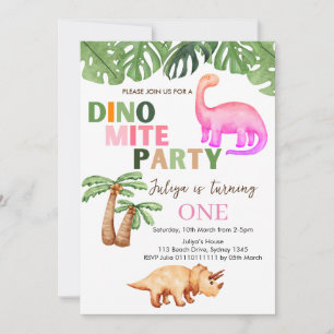 Invitation Fête d'anniversaire Dino-mite t-rex