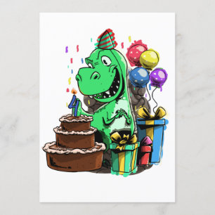 Invitation Fête d'anniversaire Dino pour un enfant de 4 ans