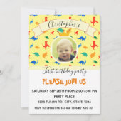 Invitation fête d'anniversaire Dinosaur bébé garçon photo (Devant)