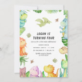 Invitation Fête d'anniversaire dinosaure | Anniversaire enfan (Devant)