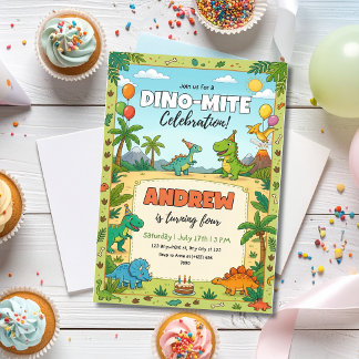 Invitation Fête d'anniversaire dinosaure Enfants dinosaures A