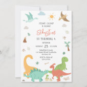 Invitation Fête d'anniversaire Dinosaure Pata Boom Roulement  (Devant)