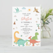 Invitation Fête d'anniversaire Dinosaure Pata Boom Roulement  (Debout devant)