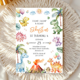 Invitation Fête d'anniversaire Dinosaure Piétinement Broiemen