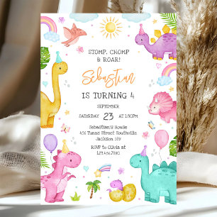 Invitation Fête d'anniversaire Dinosaure Piétinement Broiemen