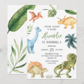 Invitation Fête d'anniversaire Dinosaure Piétinement Broiemen (Devant / Derrière)
