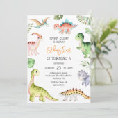 Invitation Fête d'anniversaire Dinosaure Piétinement Mâchonne (Debout devant)
