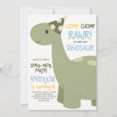 Invitation Fête d'anniversaire Dinosaure Stomp Chomp Rawr (Devant)
