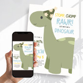 Invitation Fête d'anniversaire Dinosaure Stomp Chomp Rawr