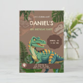 Invitation Fête d'anniversaire Dinosaure T-Rex (Debout devant)