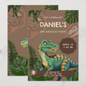 Invitation Fête d'anniversaire Dinosaure T-Rex (Devant / Derrière)