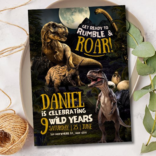 Invitation Fête d'anniversaire dinosaure, T Rex Jurassique ru
