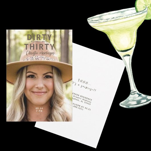 Invitation fête d'anniversaire Dirty Thirty