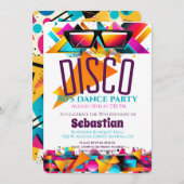 Invitation Fête d'anniversaire Disco (Devant / Derrière)
