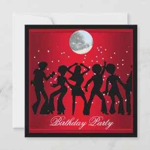 Invitation Fête d'anniversaire Disco 70 ans Retro rouge 2