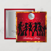 Invitation Fête d'anniversaire Disco 70 ans Rouge rétro 3 (Devant / Derrière)