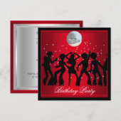 Invitation Fête d'anniversaire Disco années 70 Rouge rétro 2 (Devant / Derrière)