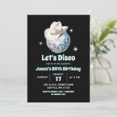 Invitation Fête d'anniversaire disco années soixante-dix noir (Debout devant)
