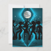 Invitation Fête d'anniversaire disco danse bleue (Devant)