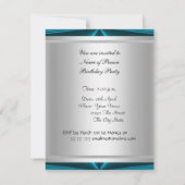 Invitation Fête d'anniversaire disco danse bleue (Dos)