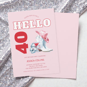 Invitation Fête d'anniversaire disco de cowgirl occidentale r
