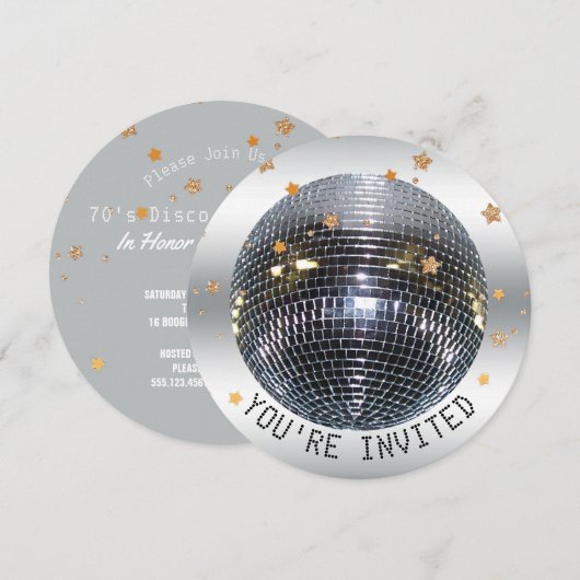 Invitation Fête d'anniversaire Disco | Disco Dance Party Circ (Devant / Derrière)
