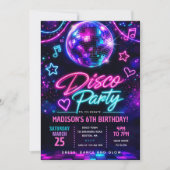 Invitation Fête d'anniversaire Disco Glow (Devant)