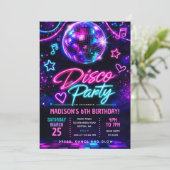 Invitation Fête d'anniversaire Disco Glow (Debout devant)