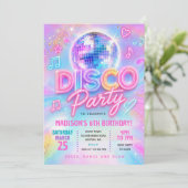 Invitation Fête d'anniversaire Disco Glow (Debout devant)