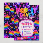 Invitation Fête d'anniversaire disco Pop It (Devant / Derrière)
