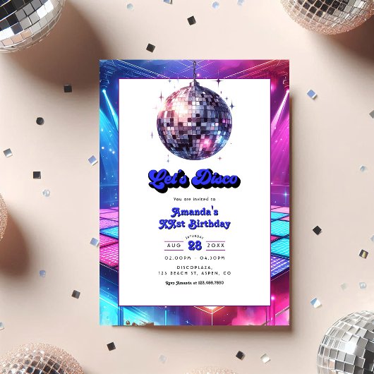 Invitation Fête d'anniversaire Disco Retro