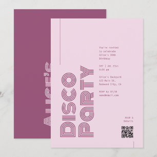 Invitation Fête d'anniversaire Disco Rose Rétro