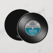 Invitation Fête d'anniversaire disque vinyle Blue Label (Devant / Derrière)
