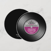 Invitation Fête d'anniversaire disque vinyle Label Rose (Devant / Derrière)