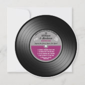 Invitation Fête d'anniversaire disque vinyle Label Rose (Devant)