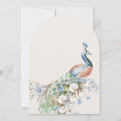 Invitation Fête d'anniversaire d'oiseau de paon bleu floral (Dos)