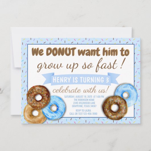 Invitation Fête d'anniversaire Donut pour garçons (Devant)