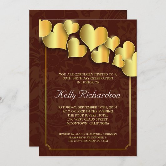 Invitation fête d'anniversaire d'or (Devant / Derrière)