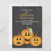 Invitation Fête d'anniversaire d'Orange Citrouille (Devant)